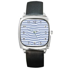 Animals Illusion Penguin Line Blue White Square Metal Watch by Mariart