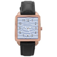 Animals Illusion Penguin Line Blue White Rose Gold Leather Watch  by Mariart