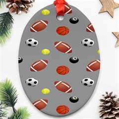 Balltiled Grey Ball Tennis Football Basketball Billiards Ornament (oval) by Mariart