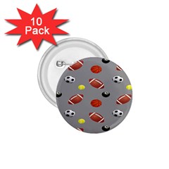 Balltiled Grey Ball Tennis Football Basketball Billiards 1 75  Buttons (10 Pack) by Mariart