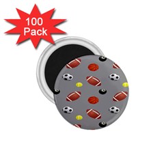 Balltiled Grey Ball Tennis Football Basketball Billiards 1 75  Magnets (100 Pack)  by Mariart