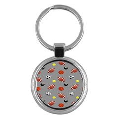 Balltiled Grey Ball Tennis Football Basketball Billiards Key Chains (round)  by Mariart