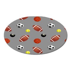 Balltiled Grey Ball Tennis Football Basketball Billiards Oval Magnet by Mariart