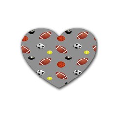 Balltiled Grey Ball Tennis Football Basketball Billiards Rubber Coaster (heart)  by Mariart