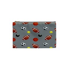 Balltiled Grey Ball Tennis Football Basketball Billiards Cosmetic Bag (small)  by Mariart