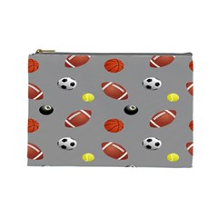 Balltiled Grey Ball Tennis Football Basketball Billiards Cosmetic Bag (large)  by Mariart