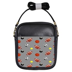 Balltiled Grey Ball Tennis Football Basketball Billiards Girls Sling Bags by Mariart