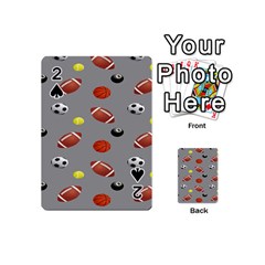 Balltiled Grey Ball Tennis Football Basketball Billiards Playing Cards 54 (mini)  by Mariart