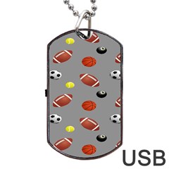 Balltiled Grey Ball Tennis Football Basketball Billiards Dog Tag Usb Flash (one Side) by Mariart