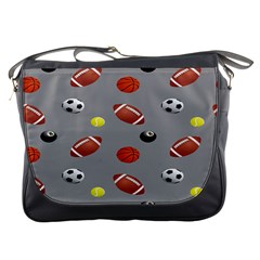 Balltiled Grey Ball Tennis Football Basketball Billiards Messenger Bags by Mariart