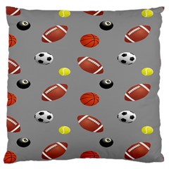 Balltiled Grey Ball Tennis Football Basketball Billiards Large Cushion Case (two Sides) by Mariart