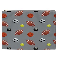 Balltiled Grey Ball Tennis Football Basketball Billiards Cosmetic Bag (xxl)  by Mariart