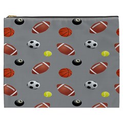 Balltiled Grey Ball Tennis Football Basketball Billiards Cosmetic Bag (xxxl)  by Mariart