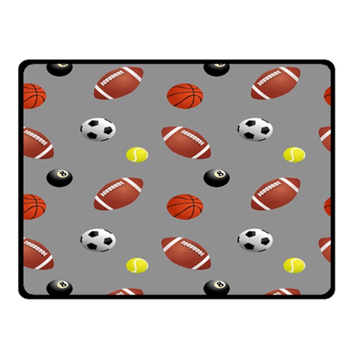 Balltiled Grey Ball Tennis Football Basketball Billiards Double Sided Fleece Blanket (Small) 