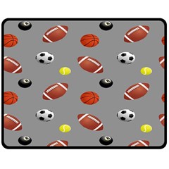 Balltiled Grey Ball Tennis Football Basketball Billiards Double Sided Fleece Blanket (medium)  by Mariart