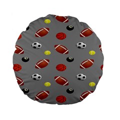 Balltiled Grey Ball Tennis Football Basketball Billiards Standard 15  Premium Flano Round Cushions by Mariart