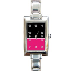 Black Pink Line White Rectangle Italian Charm Watch