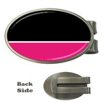 Black Pink Line White Money Clips (Oval)  Front