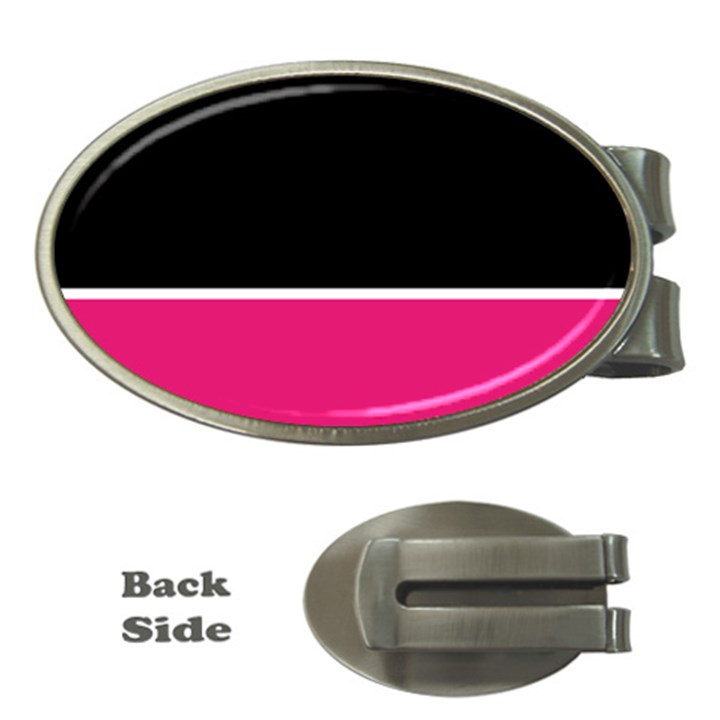 Black Pink Line White Money Clips (Oval) 