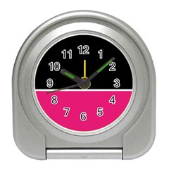 Black Pink Line White Travel Alarm Clocks by Mariart