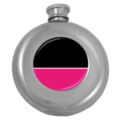 Black Pink Line White Round Hip Flask (5 Oz) by Mariart