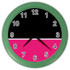 Black Pink Line White Color Wall Clocks by Mariart