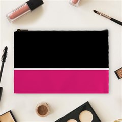 Black Pink Line White Cosmetic Bag (large)  by Mariart