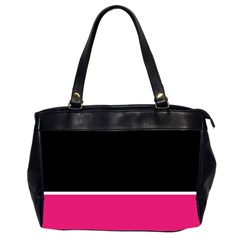 Black Pink Line White Office Handbags (2 Sides)  by Mariart