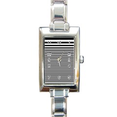 Black White Line Rectangle Italian Charm Watch