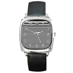 Black White Line Square Metal Watch by Mariart