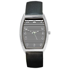 Black White Line Barrel Style Metal Watch by Mariart