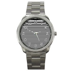 Black White Line Sport Metal Watch by Mariart