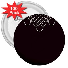 Black Cherry Scrolls Purple 3  Buttons (100 Pack)  by Mariart