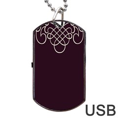 Black Cherry Scrolls Purple Dog Tag Usb Flash (one Side) by Mariart