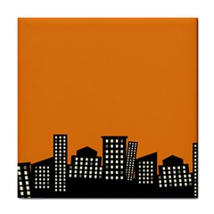 City Building Orange Tile Coasters