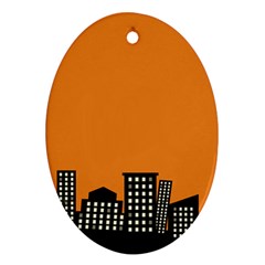 City Building Orange Ornament (oval) by Mariart