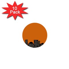 City Building Orange 1  Mini Buttons (10 Pack)  by Mariart