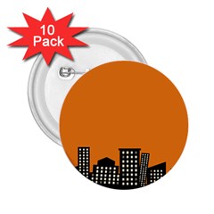 City Building Orange 2 25  Buttons (10 Pack) 