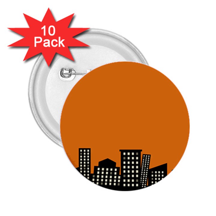 City Building Orange 2.25  Buttons (10 pack) 