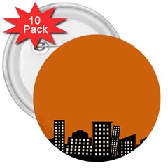 City Building Orange 3  Buttons (10 Pack)  by Mariart