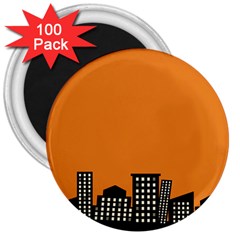 City Building Orange 3  Magnets (100 Pack) by Mariart