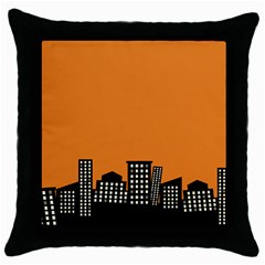 City Building Orange Throw Pillow Case (black) by Mariart