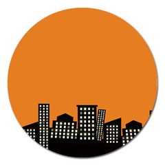 City Building Orange Magnet 5  (round) by Mariart