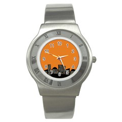 City Building Orange Stainless Steel Watch by Mariart