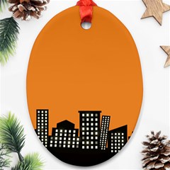 City Building Orange Oval Ornament (two Sides) by Mariart