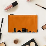 City Building Orange Cosmetic Bag (Small)  Front