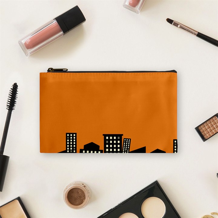 City Building Orange Cosmetic Bag (Small) 