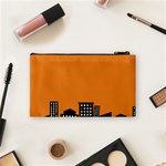 City Building Orange Cosmetic Bag (Small)  Back