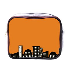 City Building Orange Mini Toiletries Bags by Mariart