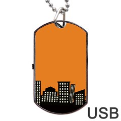 City Building Orange Dog Tag Usb Flash (one Side) by Mariart